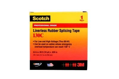 Scotch Linerless Rubber Splicing Tape 130C, 38mm x9m