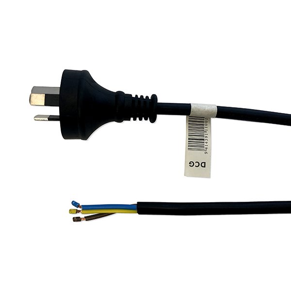 Power Cord Bare End 3m, 1.0mm, 3 Core & 10amp 3 Pin Plug PVC - Black