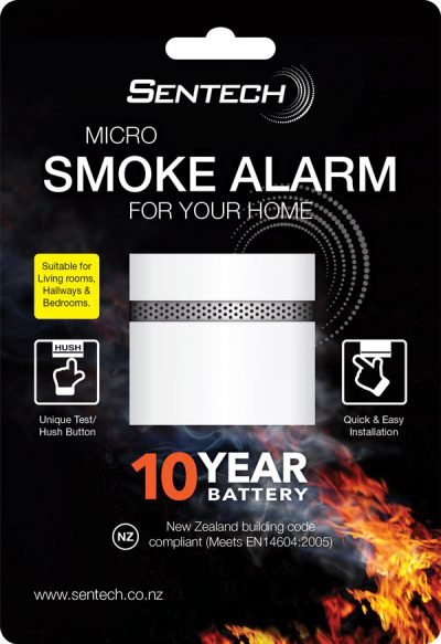 Micro Photoelectric Smoke Alarm W/ 10 Year Battery