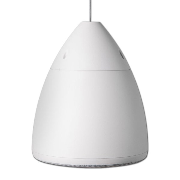 EZ Pendant hanging speaker, 6.5'' polypropoleyne cone driver and 1'' silk dome HF. Taps at 100V 20/10/5/2.5W. 22UF/100V non-polar capacitor. Comes with gripple. White